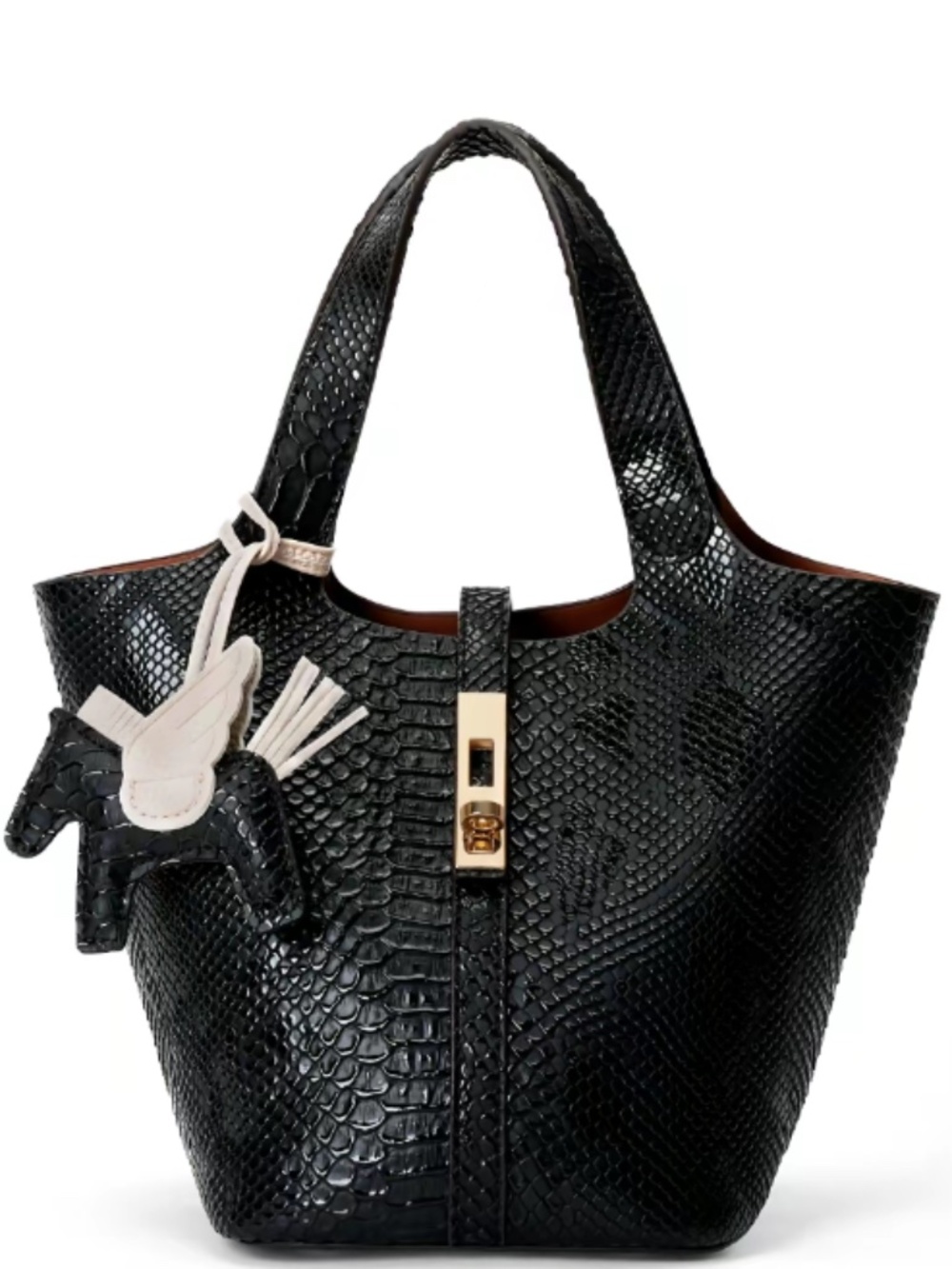 Vegan leather top Handel Handbag python croc handbag purse